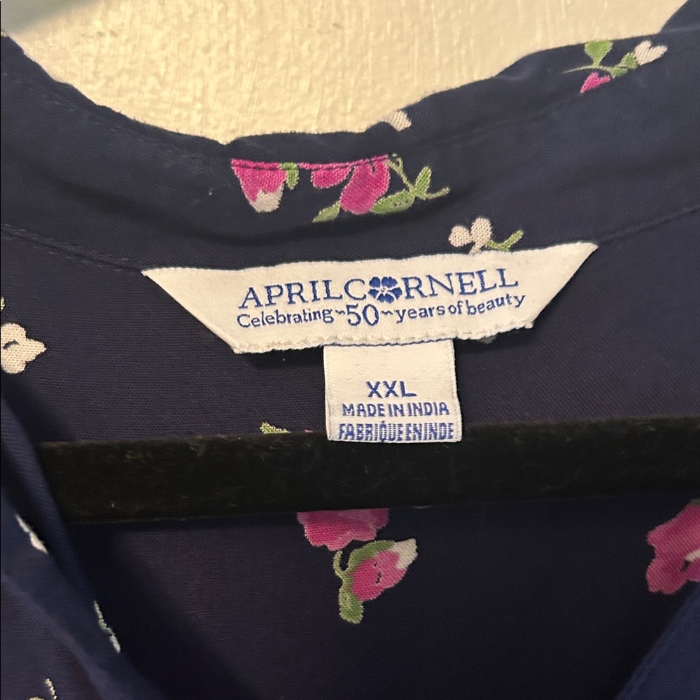 April Cornell Navy Dress with Pink Floral Design - Picture 2 of 3